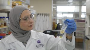 تعمل د.زينب خليل، كباحثة علمية بجامعه كوينزلاند فى مجال تطوير واكتشاف الانتيبايوتك.