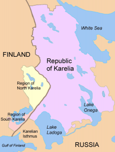 خريطة جمهورية كاريليا في شمال غبر روسيا