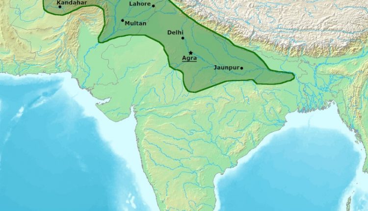 حدود دولة المغول في الهند في عهد السلطان ظهير الدين بابر.