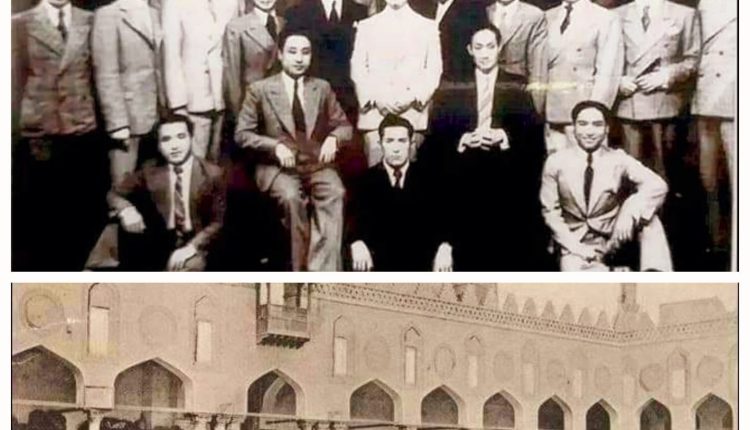 الصورة للجامع الأزهر مطلع القرن العشرين ولطلاب البعثات الصينية الست في الأزهر عام 1938م