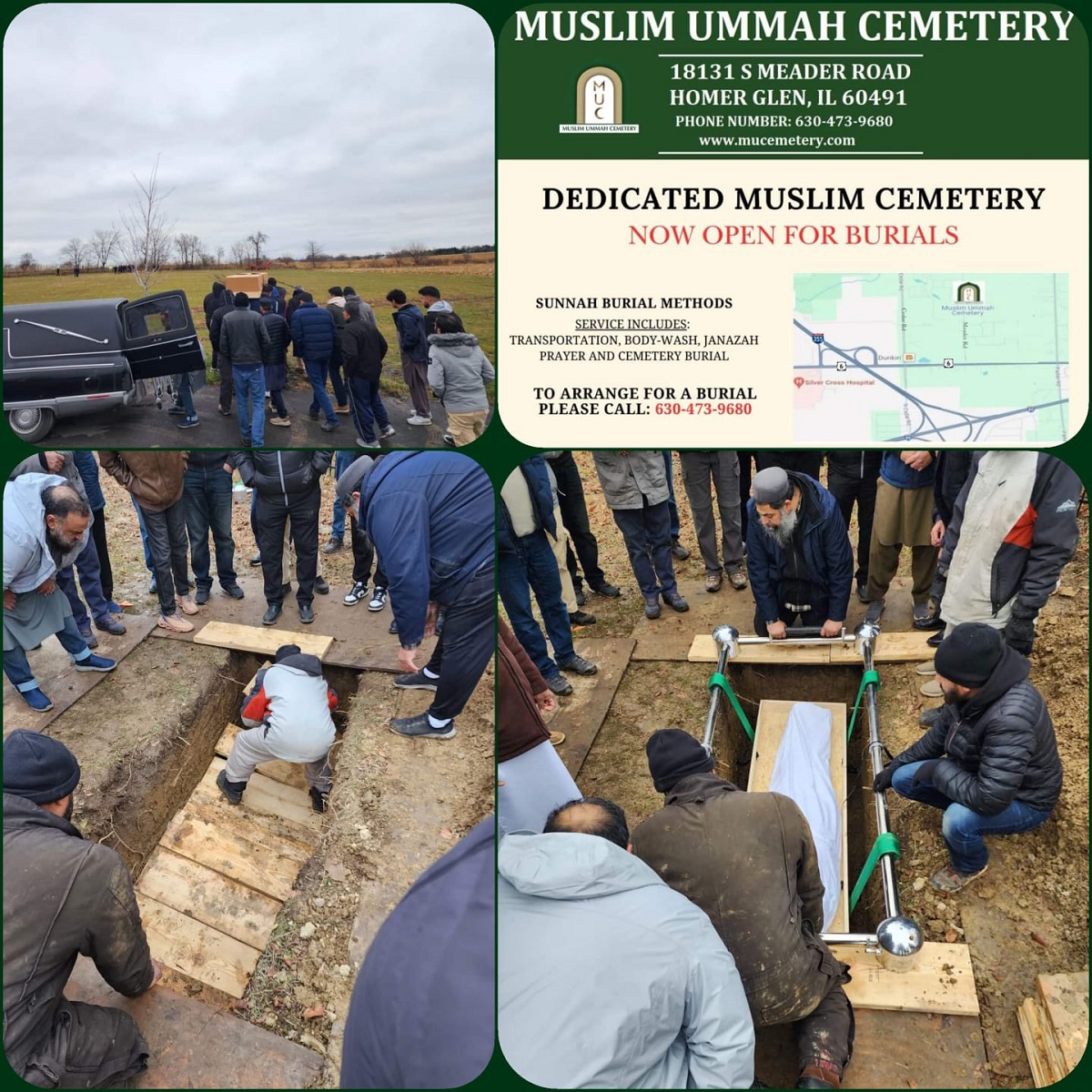 تم تشييع أول جنازة لأول مقبرة إسلامية مستقلة بولاية إلينوي الأمريكية من مسجد فيلا بارك في شيكاغو