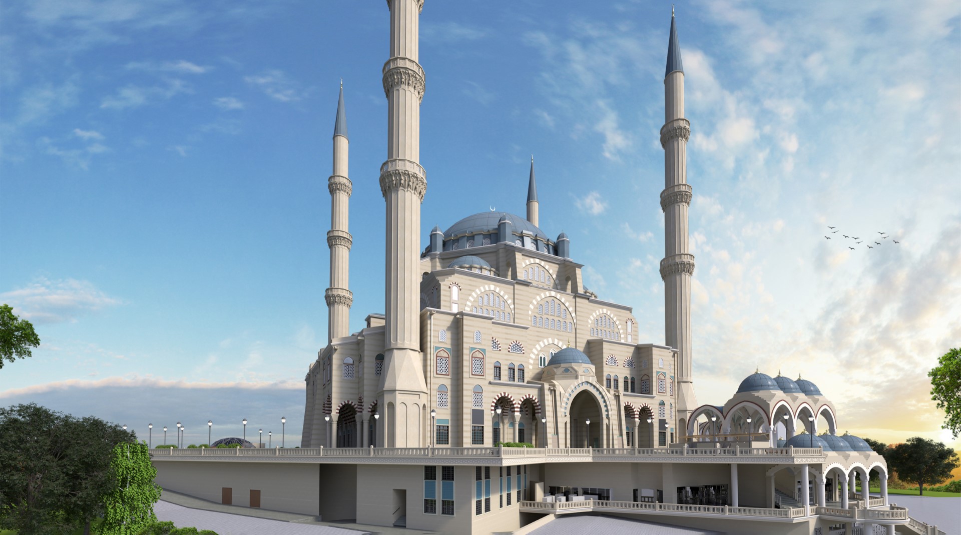 يضم جامع بريشتينا المركزي أربع مآذن يبلغ ارتفاع كل منها 80 مترًا وتحتوي على ثلاث شرفات، ما يضفي على أفق العاصمة مشهدًا مهيبًا يعكس عظمة العمارة الإسلامية